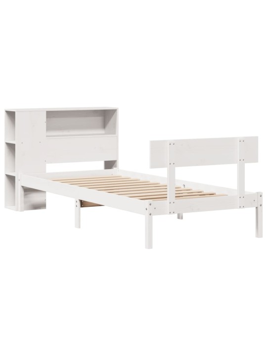 Sänky kirjahyllyllä ei patjaa valkoinen 75x190 cm täysi mänty
