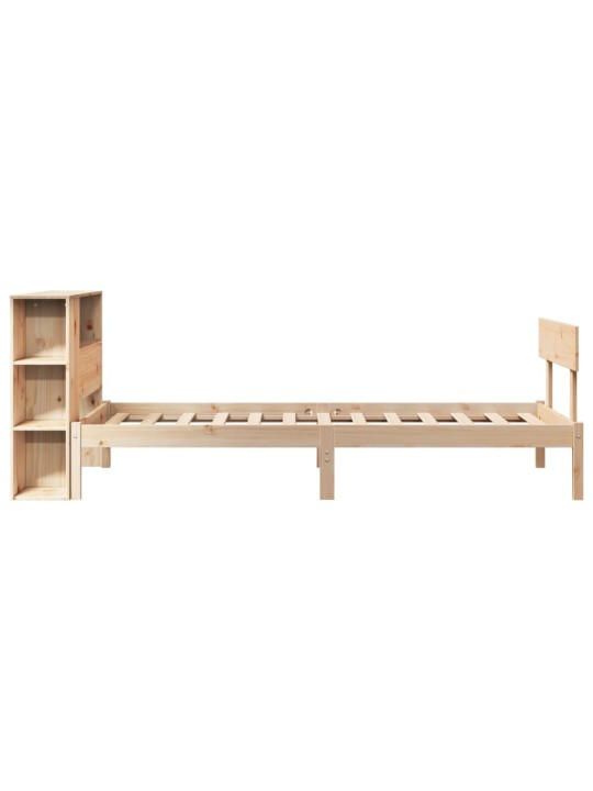 Sänky kirjahyllyllä ilman patjaa 90x200 cm täysi mänty