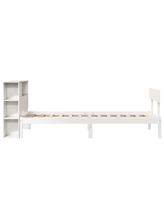 Sänky kirjahyllyllä ei patjaa valkoinen 90x200 cm täysi mänty