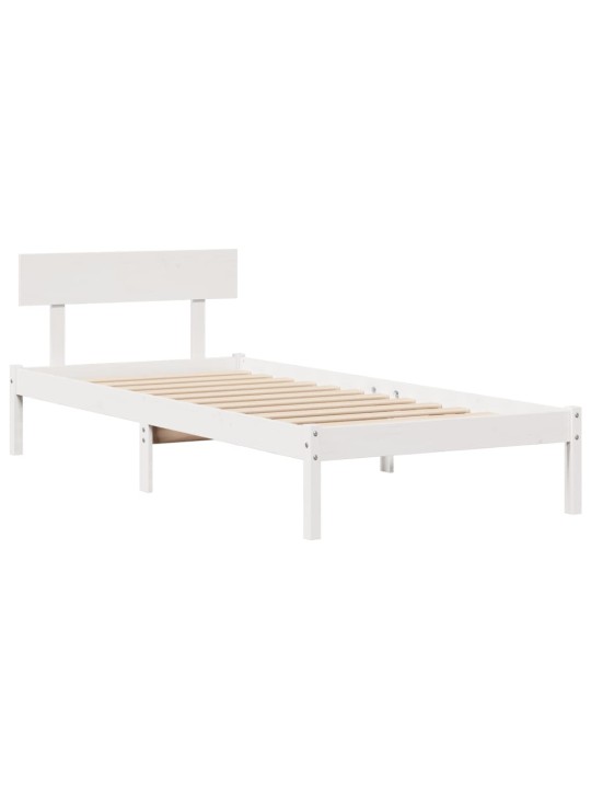 Sänky kirjahyllyllä ei patjaa valkoinen 90x190 cm täysi mänty