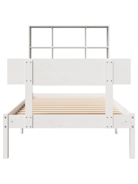 Sänky kirjahyllyllä ei patjaa valkoinen 90x200 cm täysi mänty