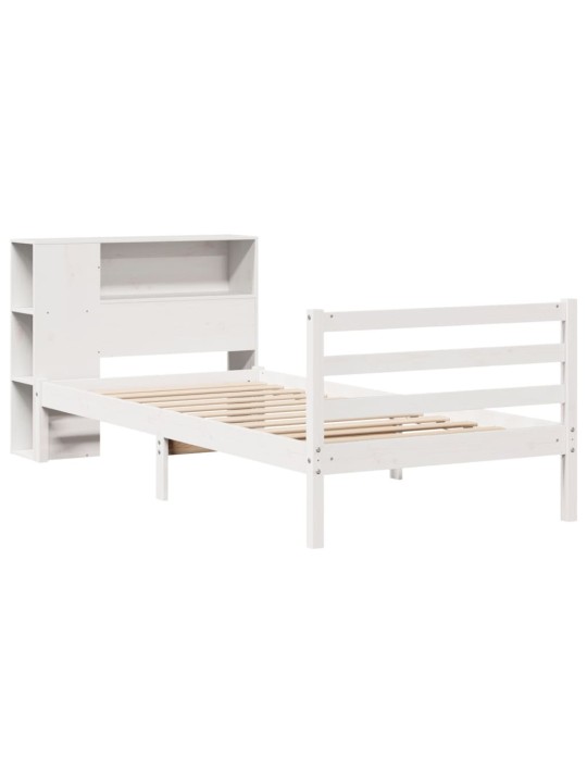 Sänky kirjahyllyllä ei patjaa valkoinen 75x190 cm täysi mänty