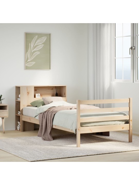 Sänky kirjahyllyllä ilman patjaa 90x200 cm täysi mänty