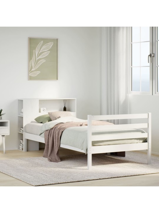 Sänky kirjahyllyllä ei patjaa valkoinen 90x200 cm täysi mänty