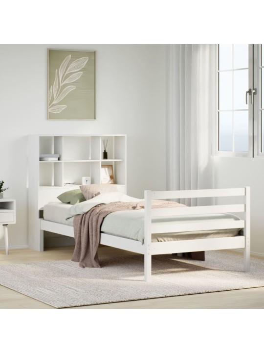 Sänky kirjahyllyllä ei patjaa valkoinen 90x190 cm täysi mänty