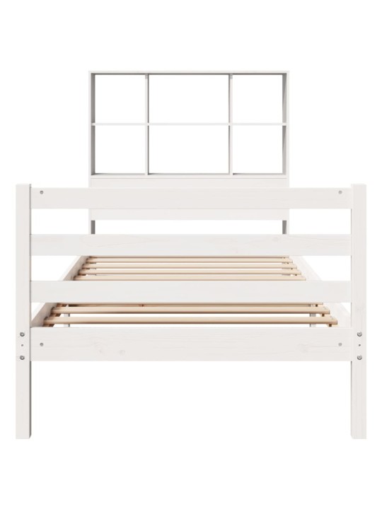 Sänky kirjahyllyllä ei patjaa valkoinen 90x200 cm täysi mänty