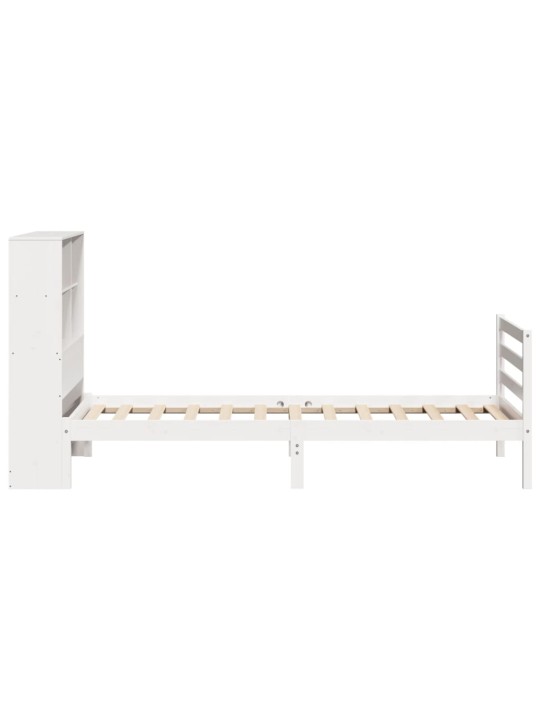 Sänky kirjahyllyllä ei patjaa valkoinen 90x200 cm täysi mänty