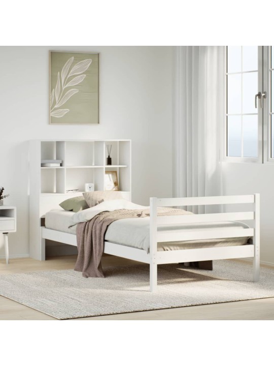Sänky kirjahyllyllä ei patjaa valkoinen 90x200 cm täysi mänty