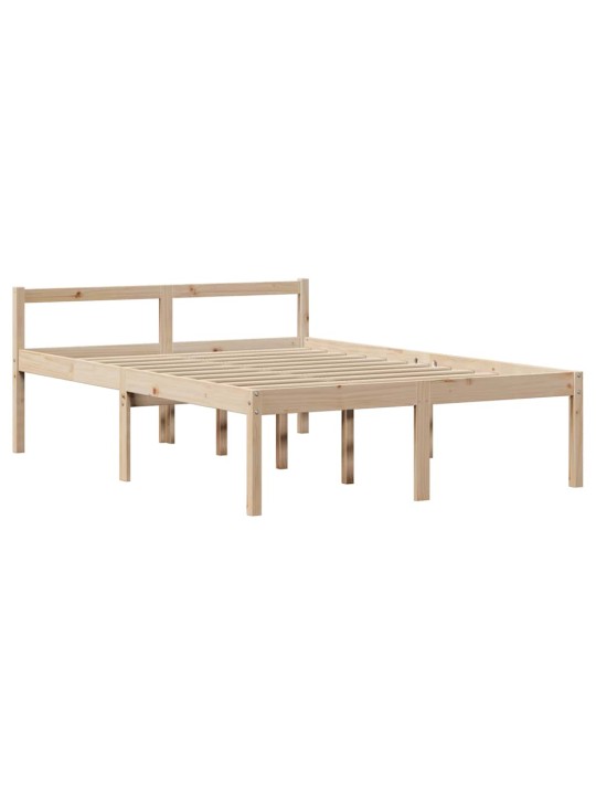 Sänky kirjahyllyllä ilman patjaa 140x190 cm täysi mänty