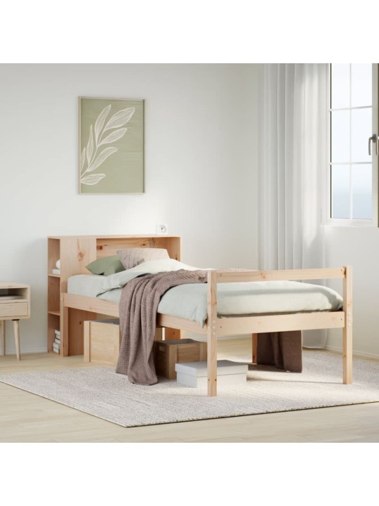 Sänky kirjahyllyllä ilman patjaa 90x200 cm täysi mänty