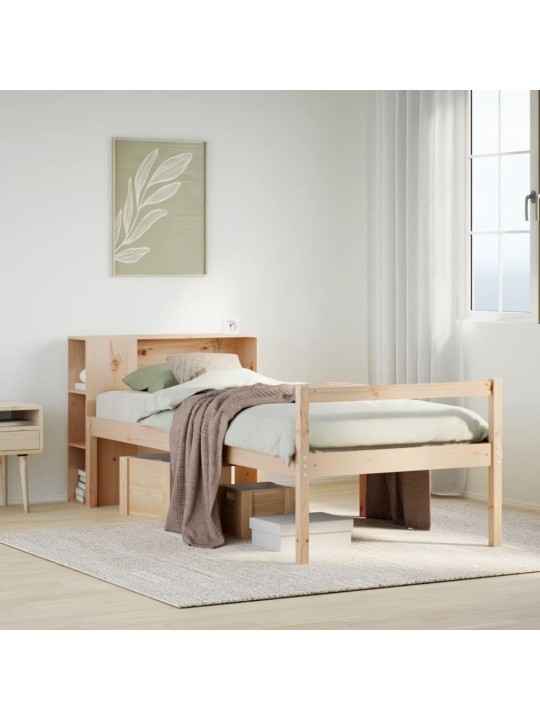 Sänky kirjahyllyllä ilman patjaa 100x200 cm täysi mänty