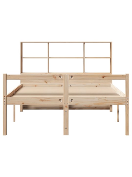 Sänky kirjahyllyllä ilman patjaa 140x190 cm täysi mänty