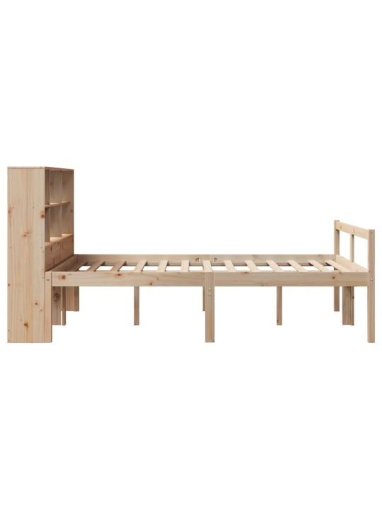 Sänky kirjahyllyllä ilman patjaa 140x190 cm täysi mänty