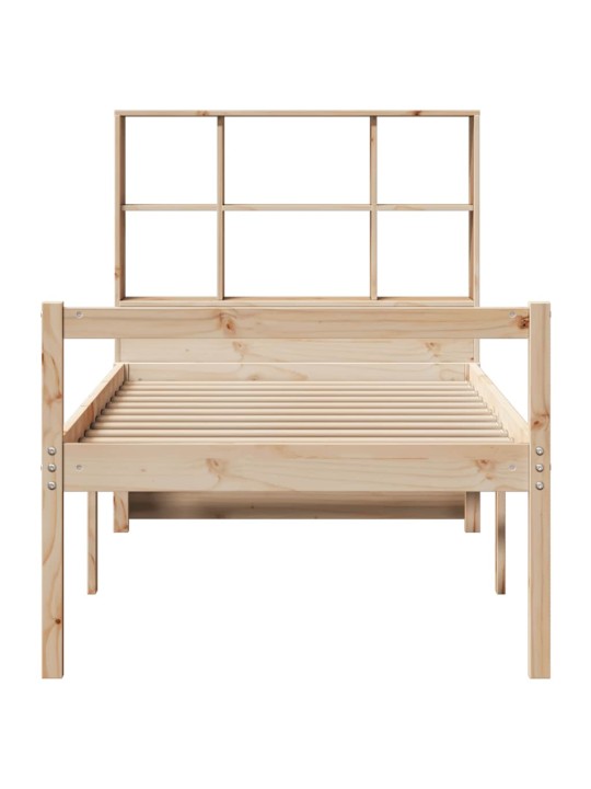 Sänky kirjahyllyllä ilman patjaa 90x200 cm täysi mänty
