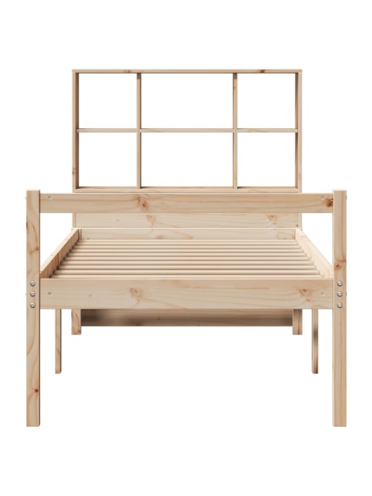 Sänky kirjahyllyllä ilman patjaa 100x200 cm täysi mänty