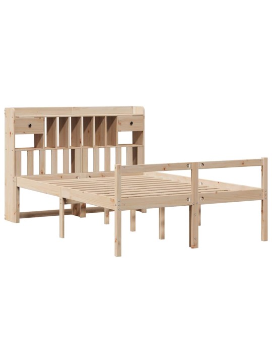 Sänky kirjahyllyllä ilman patjaa 140x190 cm täysi mänty