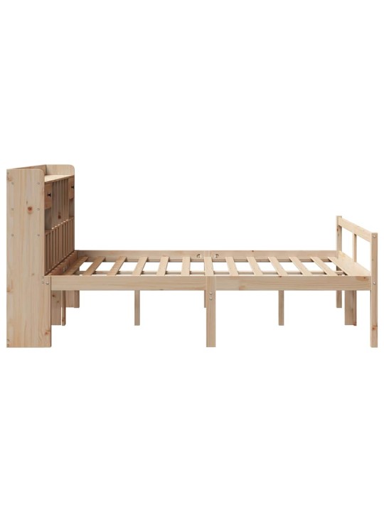 Sänky kirjahyllyllä ilman patjaa 140x190 cm täysi mänty