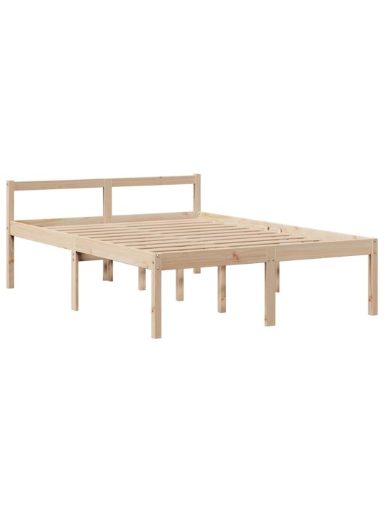Sänky kirjahyllyllä ilman patjaa 140x190 cm täysi mänty