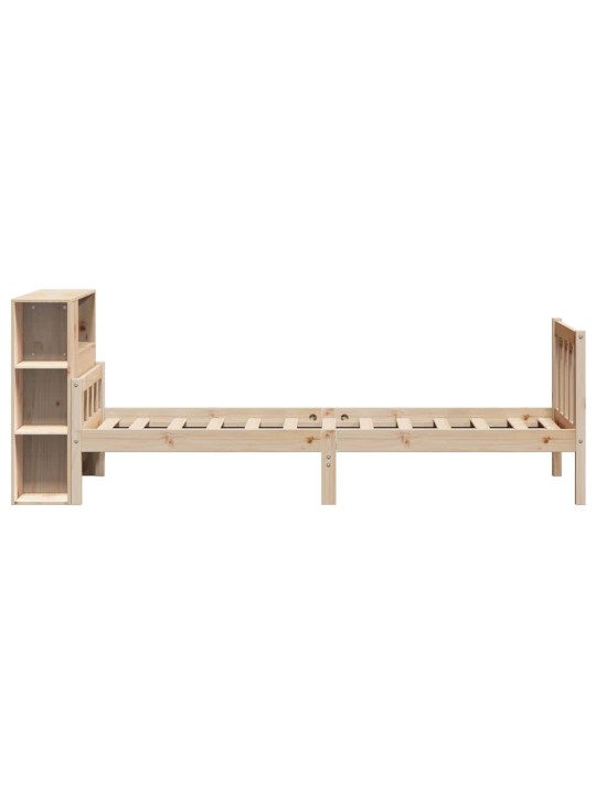 Sänky kirjahyllyllä ilman patjaa 90x190 cm täysi mänty