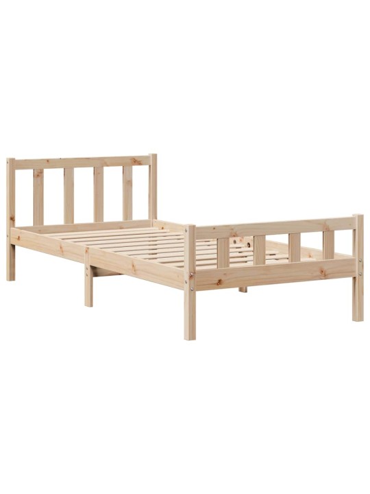 Sänky kirjahyllyllä ilman patjaa 90x190 cm täysi mänty
