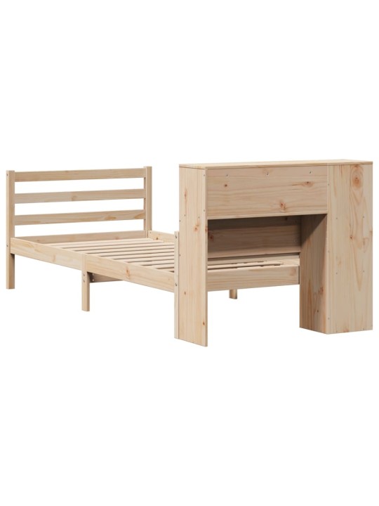 Sänky kirjahyllyllä ilman patjaa 75x190 cm täysi mänty