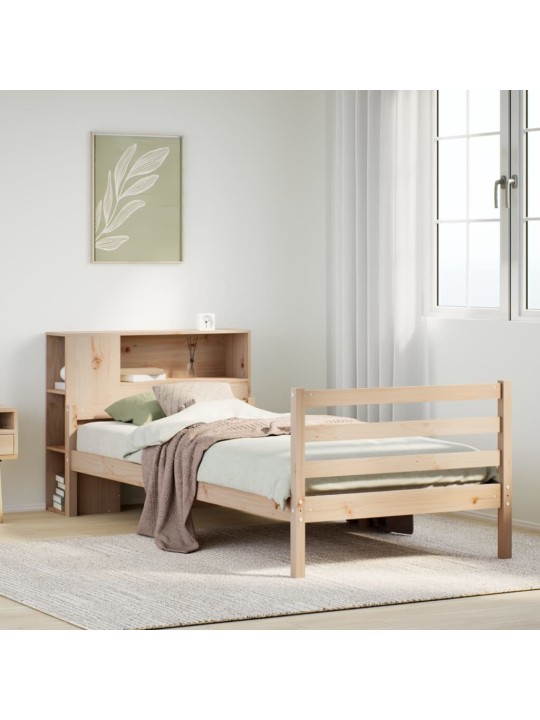 Sänky kirjahyllyllä ilman patjaa 75x190 cm täysi mänty