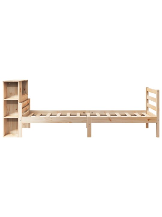 Sänky kirjahyllyllä ilman patjaa 90x200 cm täysi mänty