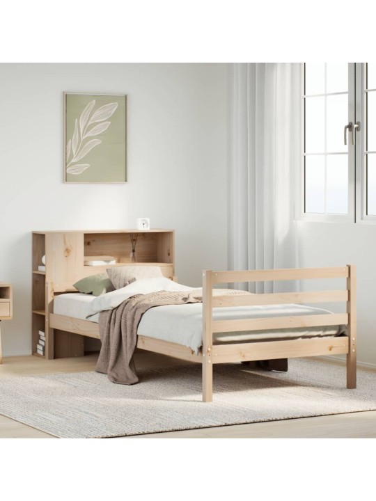 Sänky kirjahyllyllä ilman patjaa 90x200 cm täysi mänty
