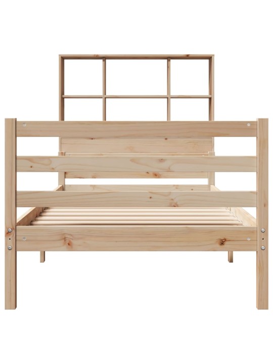 Sänky kirjahyllyllä ilman patjaa 90x200 cm täysi mänty