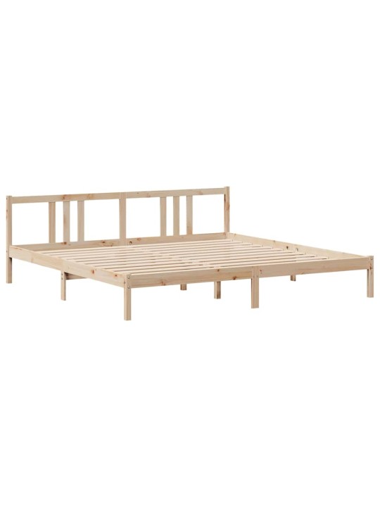Sänky kirjahyllyllä ilman patjaa 200x200 cm täysi mänty