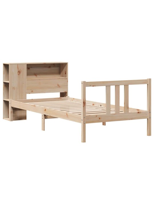 Sänky kirjahyllyllä ilman patjaa 75x190 cm täysi mänty