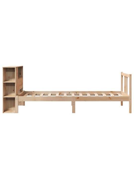 Sänky kirjahyllyllä ilman patjaa 75x190 cm täysi mänty