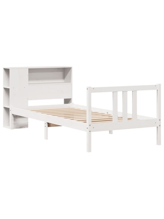 Sänky kirjahyllyllä ei patjaa valkoinen 90x200 cm täysi mänty