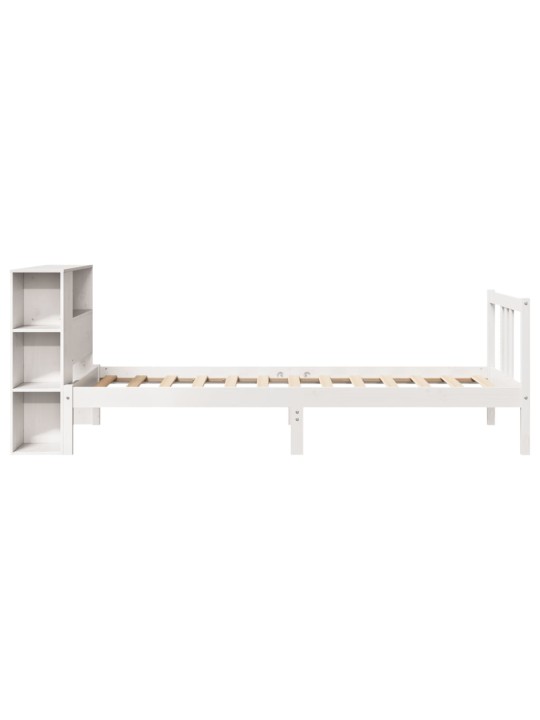 Sänky kirjahyllyllä ei patjaa valkoinen 90x200 cm täysi mänty