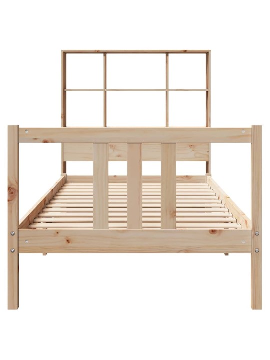 Sänky kirjahyllyllä ilman patjaa 75x190 cm täysi mänty