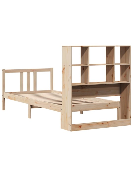 Sänky kirjahyllyllä ilman patjaa 75x190 cm täysi mänty