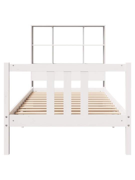 Sänky kirjahyllyllä ei patjaa valkoinen 90x200 cm täysi mänty