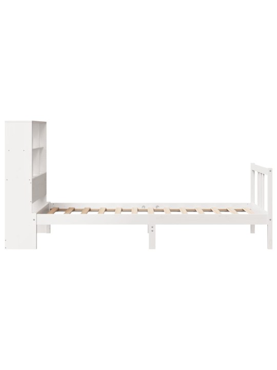 Sänky kirjahyllyllä ei patjaa valkoinen 90x200 cm täysi mänty