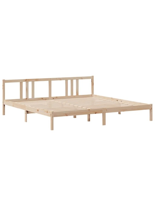 Sänky kirjahyllyllä ilman patjaa 200x200 cm täysi mänty