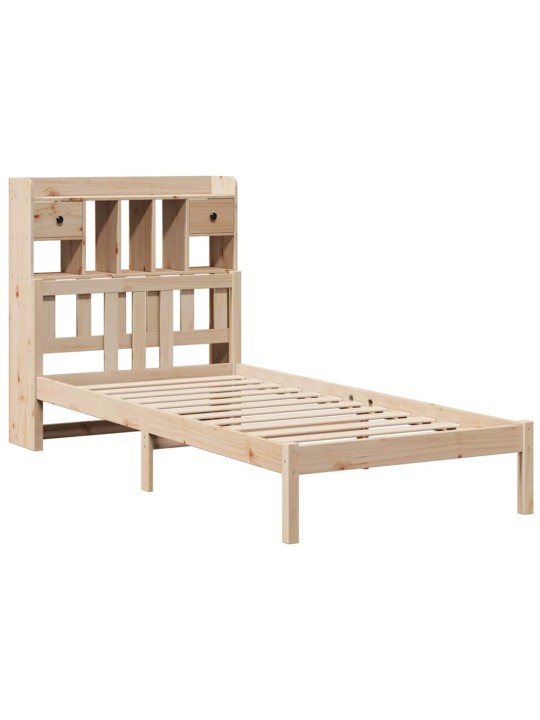Sänky kirjahyllyllä ilman patjaa 75x190 cm täysi mänty