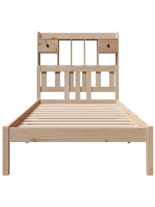 Sänky kirjahyllyllä ilman patjaa 75x190 cm täysi mänty
