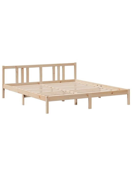 Sänky kirjahyllyllä ilman patjaa 200x200 cm täysi mänty