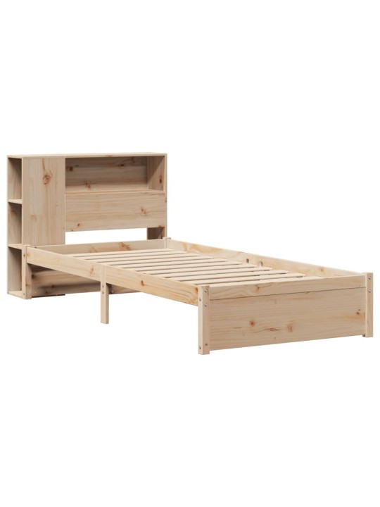 Sänky kirjahyllyllä ilman patjaa 75x190 cm täysi mänty