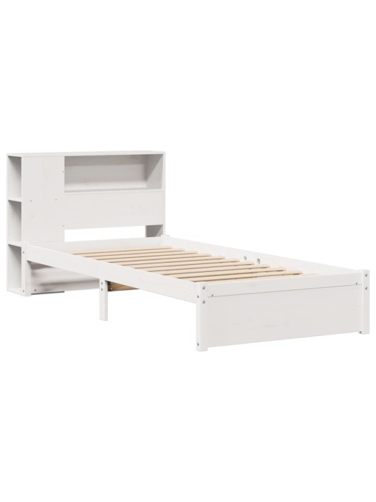 Sänky kirjahyllyllä ei patjaa valkoinen 75x190 cm täysi mänty