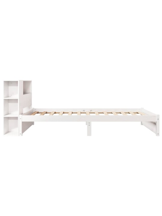 Sänky kirjahyllyllä ei patjaa valkoinen 75x190 cm täysi mänty