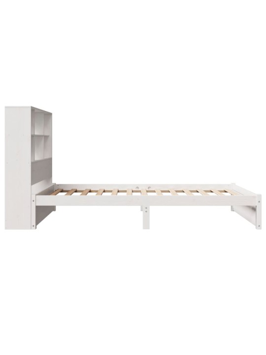 Sänky kirjahyllyllä ei patjaa valkoinen 90x190 cm täysi mänty