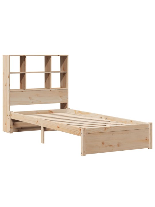 Sänky kirjahyllyllä ilman patjaa 90x200 cm täysi mänty
