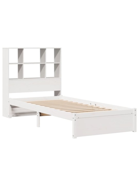 Sänky kirjahyllyllä ei patjaa valkoinen 90x200 cm täysi mänty