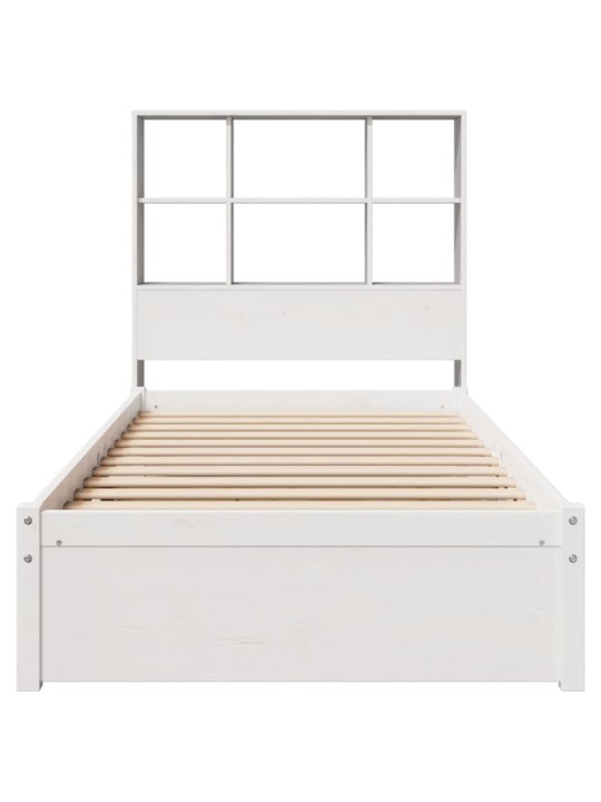 Sänky kirjahyllyllä ei patjaa valkoinen 90x200 cm täysi mänty