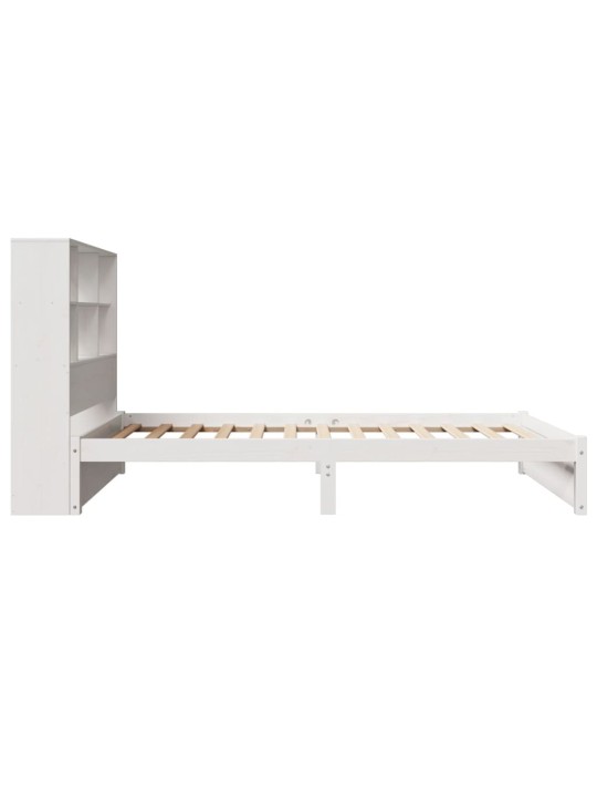 Sänky kirjahyllyllä ei patjaa valkoinen 90x200 cm täysi mänty